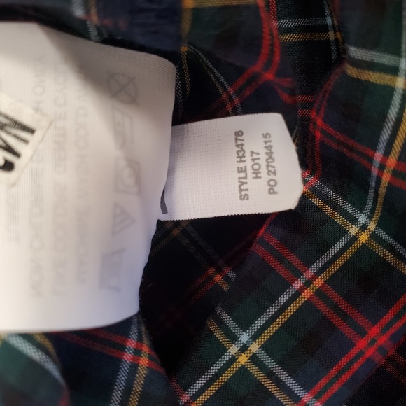 J.Crew Women's Plaid Gold Embroidered Peasant Woven Top Size Large H3478 Holiday - Picture 6 of 8